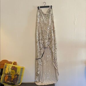 PrettyLittleThing Silver/ gold Embellished Dress